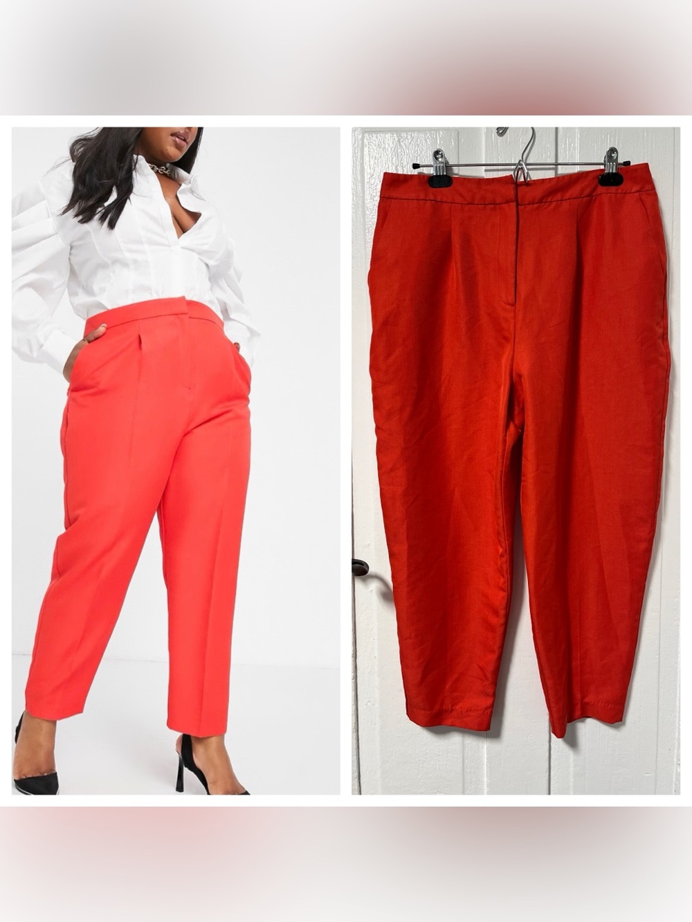 Asos Design tapered lightweight suit  trouser pant orange red pant size 12